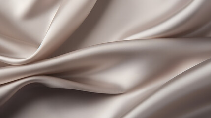 Fototapeta premium Beige Satin silk Background A simple close-up of light silver-beige satin showing its soft draping and texture. Fluid metal
