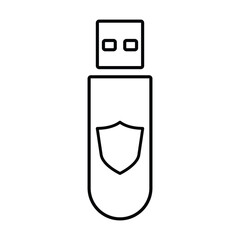 USB Security Icon In Outline Style