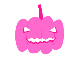 Halloween pink  pumpkin head isolated on white background. Halloween decoration.	