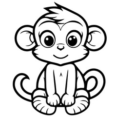 Monkey in vector cartoon to be colored. Coloring book for children