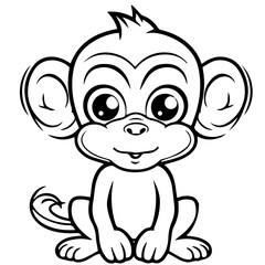 Monkey in vector cartoon to be colored. Coloring book for children