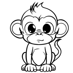 Monkey in vector cartoon to be colored. Coloring book for children