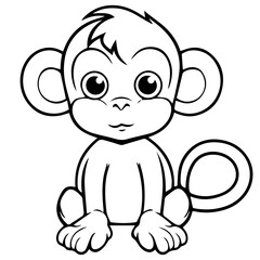 Monkey in vector cartoon to be colored. Coloring book for children