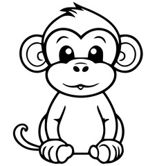 Monkey in vector cartoon to be colored. Coloring book for children