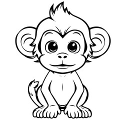 Monkey in vector cartoon to be colored. Coloring book for children