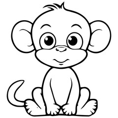Monkey in vector cartoon to be colored. Coloring book for children