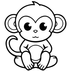 Monkey in vector cartoon to be colored. Coloring book for children