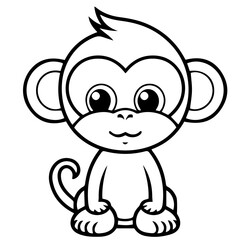 Monkey in vector cartoon to be colored. Coloring book for children