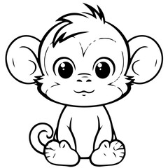 Monkey in vector cartoon to be colored. Coloring book for children