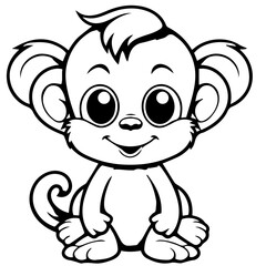 Monkey in vector cartoon to be colored. Coloring book for children