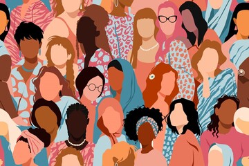 Young different women seamlessly pattern