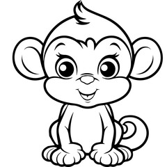 Monkey in vector cartoon to be colored. Coloring book for children