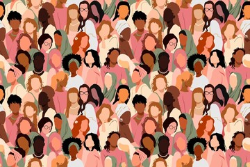 Young different women seamlessly pattern