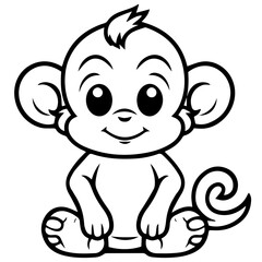 Monkey in vector cartoon to be colored. Coloring book for children