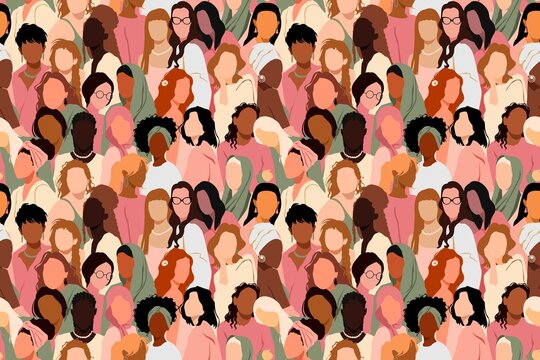 Young different women seamlessly pattern