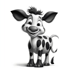 Obraz premium 3D rendered calf , cartoon characters, calf, ai generated
