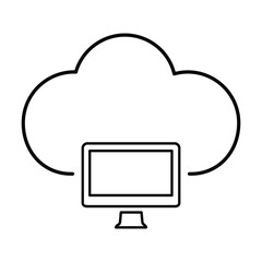Cloud Computing Icon In Outline Style