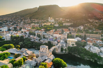 Historical Mostar Bridge known also as Stari Most or Old Bridge in Mostar, Bosnia and Herzegovina
