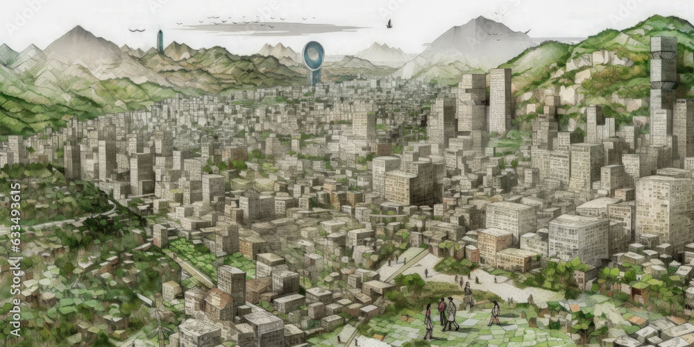 Poster bio architecture. modern skyscraper - generative ai