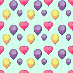 Seamless pattern party balloon retro illustration