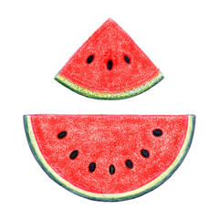 Watermelon fruit risograph illustration