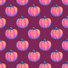 Seamless pattern Halloween pumpkin illustration