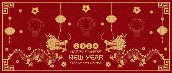 Happy chinese new year 2024 .Zodiac sign. Year of the Dragon. New year background