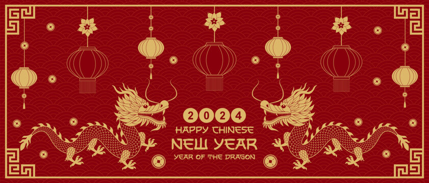 Happy chinese new year 2024 .Zodiac sign. Year of the Dragon. New year background