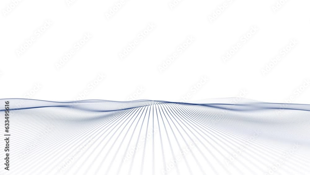 Poster abstract blue wave lines on clean white loop motion background.