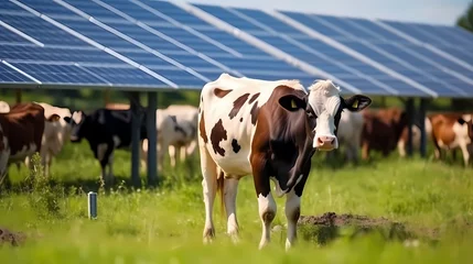Zelfklevend Fotobehang Agriculture Meets Solar Energy - Generative AI © DanielMendler
