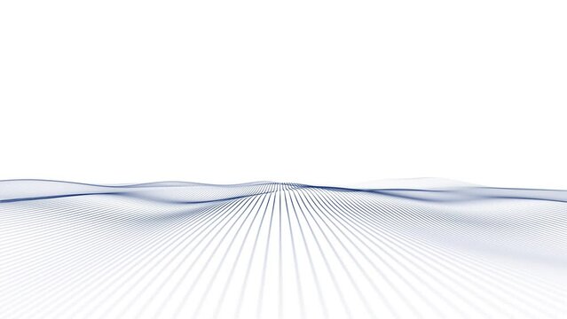 Abstract blue wave lines on clean white loop motion background.
