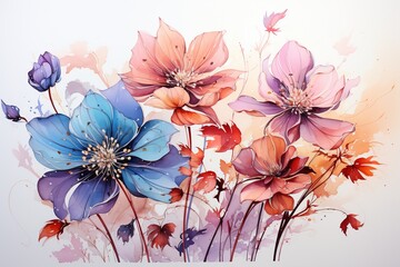 A design of a flower in watercolor style painting isolated on white.