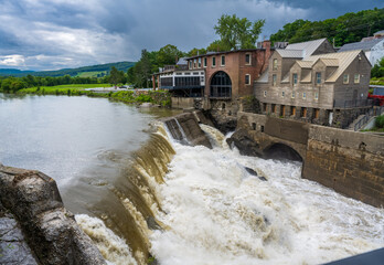 photograph of Quechee Village and Falls from the bridge