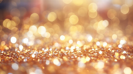 Gold and White Out of Focus Background with Glitter Lights