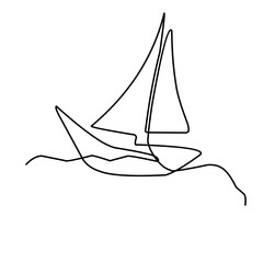 Continuous Line Drawing Of A sailboat 