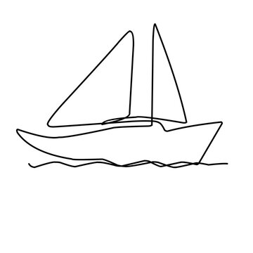Continuous Line Drawing Of A sailboat 