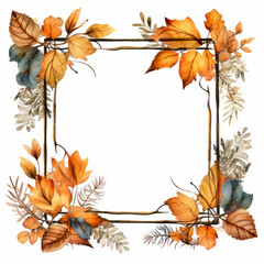 Watercolor autumn frame for postcards, congratulations.