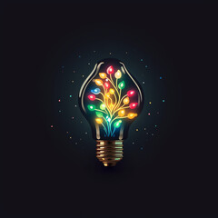 ChaosXWolf Light Bulb Logo with Hol Elements Design - obrazy, fototapety, plakaty