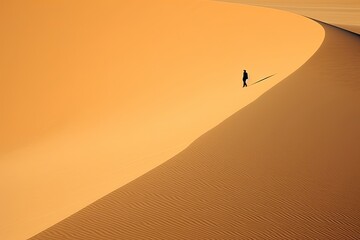 A lone Arab gracefully traversing the Sahara's beautiful, vast landscapes. (Generative AI)
