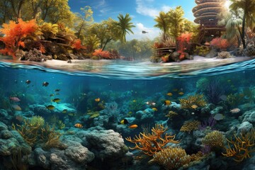 coral garden panorama showcasing biodiversity and beauty