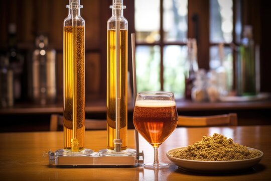 hydrometer measuring specific gravity of beer wort