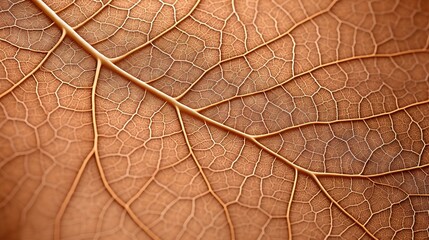  a close up view of a leaf's brown vein.  generative ai