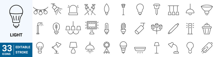 Simple set of 36 web icons lamps related vector. Contains such Icons as table lamp, floor lamp, lighting, light, spotlight and more.