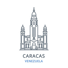 Caracas, Venezuela. Vector illustration of Caracas in the country of  Venezuela. Linear icon of the famous, modern city symbol. Cityscape outline line icon of city landmark on a white background.