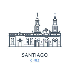 Santiago, Chile. Vector illustration of Santiago in the country of  Chile. Linear icon of the famous, modern city symbol. Cityscape outline line icon of city landmark on a white background.