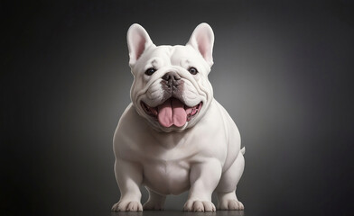 A cute white smiling French bulldog, Generative AI Illustration.