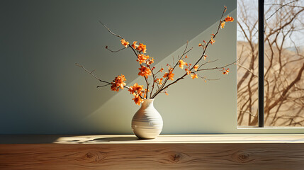 Nature's artistry in dried flowers, set against the canvas of modern window shadows, generative AI