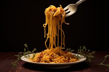 pasta being twisted around a fork