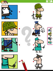 match cartoon people occupations and clippings educational game