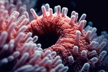 Naklejka na ściany i meble macro shot of coral polyps extending tentacles